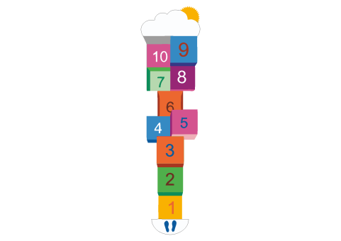 DecoMark™ 3D Hopscotch 1-10 Wolken und Sonne 3400 x 880 mm, VPE= 1