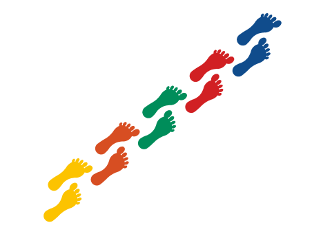DecoMark™ Fußabdrücke, einfarbig, Satz mit 5 Paaren (auf Anfrage in verschiedenen Farben erhältlich) 300 x 150 mm, VPE= 1