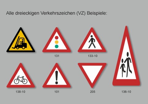 PREMARK® Farbige Verkehrszeichen nach StVO - Dreiecke 
