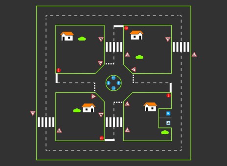 DecoMark™ Große Spielstraße - Large Road Circuit 12000 x 12000 mm, VPE= 1