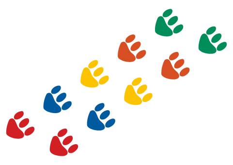 DecoMark™ Bärentatzen, mehrfarbig, Satz mit 5 Paar (auf Anfrage in verschiedenen Farben erhältlich) 300 x 300 mm, VPE= 1